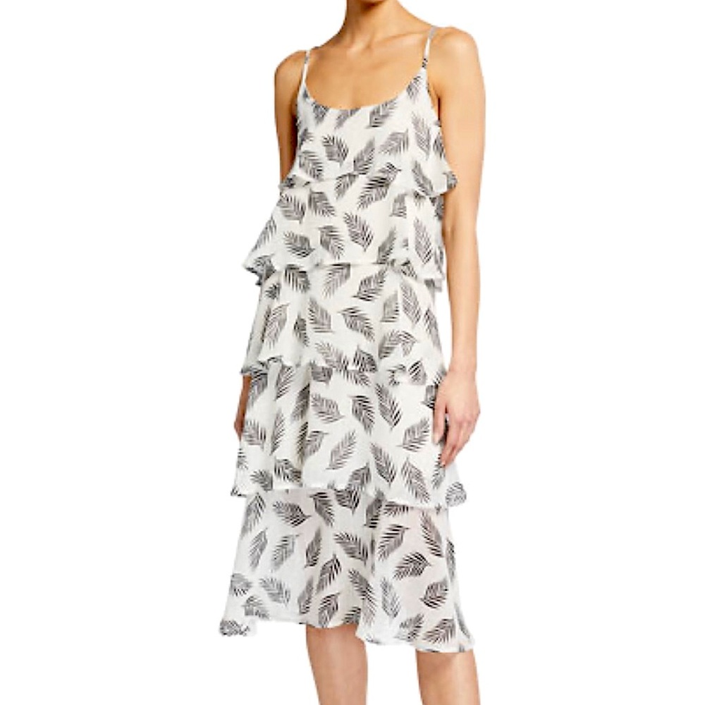Patricia Luca Tiered Leaf Print Maxi Dress. XS.
